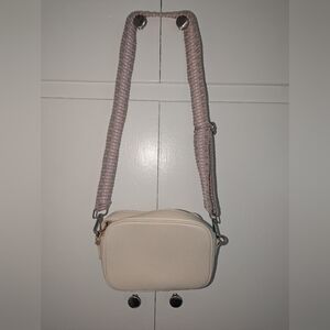 Chic Cream Crossbody Bag with Textured Strap